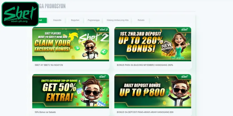 Mga espesyal na promo at gantimpala mula sa SBET