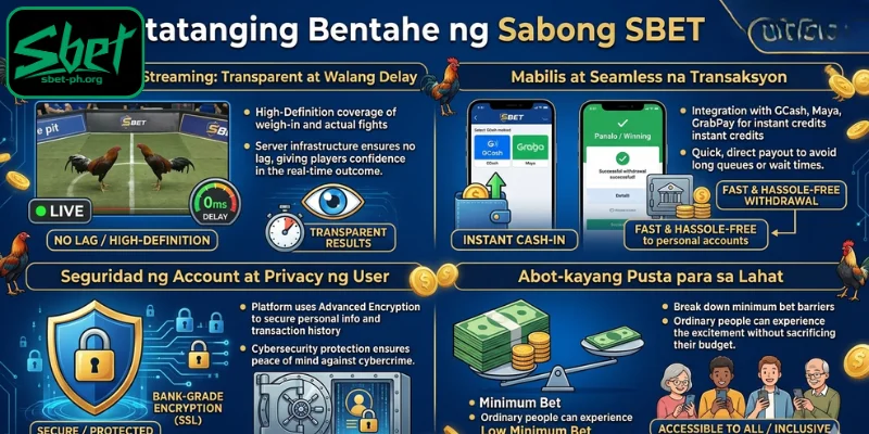 Mga natatanging bentahe na inaalok ng Sabong SBET